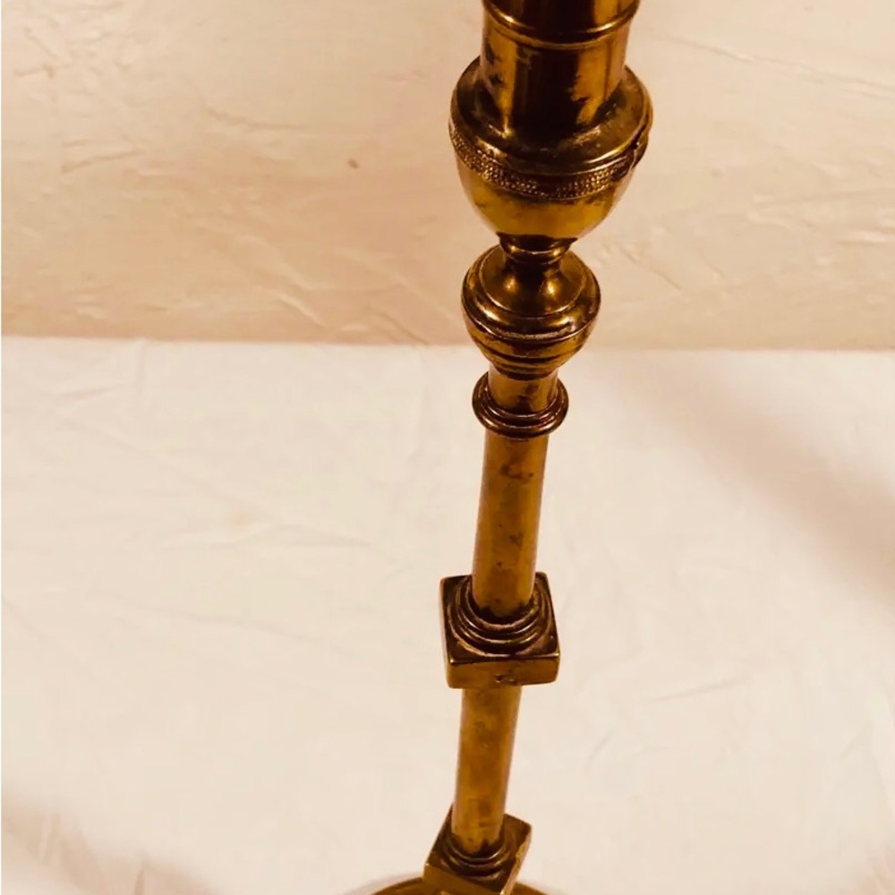Antique Russian orthodox altar candlestick solid cast brass